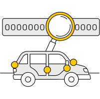 Illustration create free account check vehicle compatibility using vehicle identification number VIN license plate number LPN.